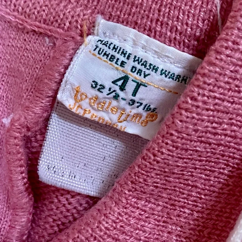 Vintage 1980s Toddler Time JCPenny Two Piece Pink Knit Outfit Size 4T